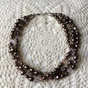 Beaded triple loop necklace